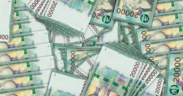 Armenia Dram Banknoty Pętli Mozaiki Wentylatora Gotówkowego Ormiańskie Banknoty Amd — Wideo stockowe