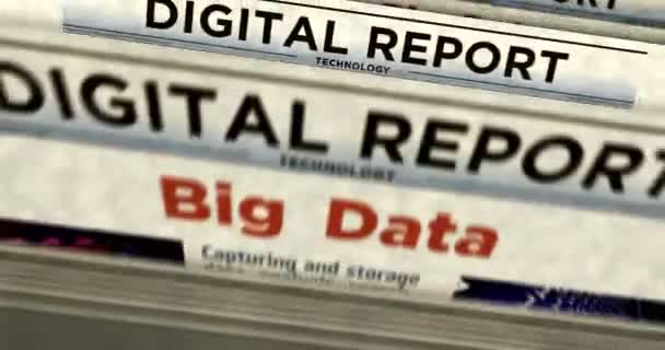 Big Data Machine Learning Och Digital Analysteknik Dagliga Nyheter Tidningstryck — Stockvideo
