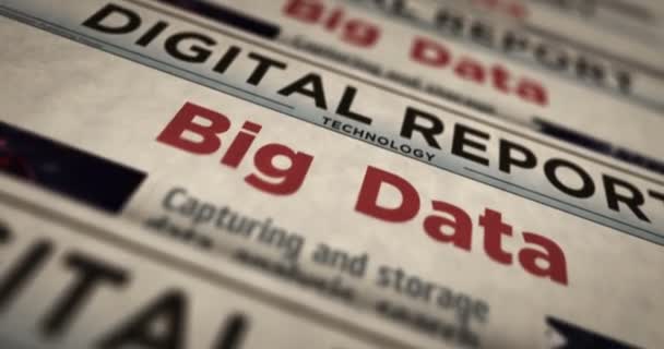 Big Data Machine Learning Digitale Analyse Technologie Dagelijks Nieuws Krant — Stockvideo