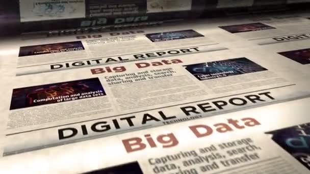 Big Data Machine Learning Tecnología Análisis Digital Prensa Diaria Rollo — Vídeo de stock