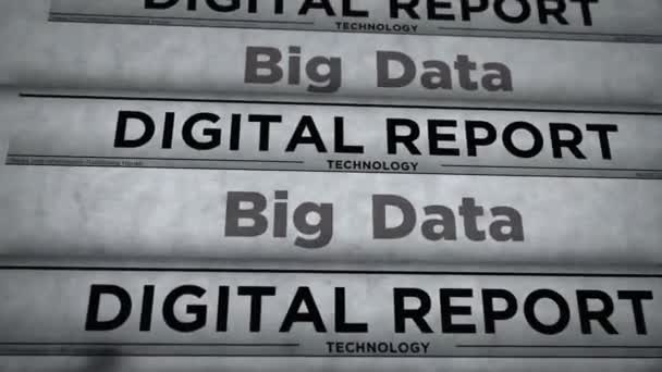Big Data Maschinelles Lernen Und Digitale Analysetechnologie Nachrichten Und Zeitungsdruck — Stockvideo