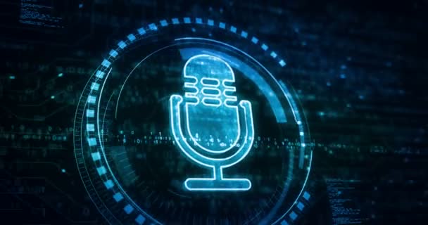 Mikrofon Podcast Online Légi Felvétel Élő Adás Szimbólum Digitális Koncepció — Stock videók