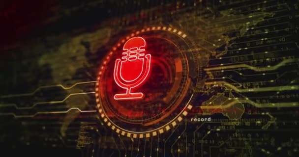 Micrófono Podcast Línea Aire Grabar Emisión Vivo Símbolo Abstracto Concepto — Vídeo de stock