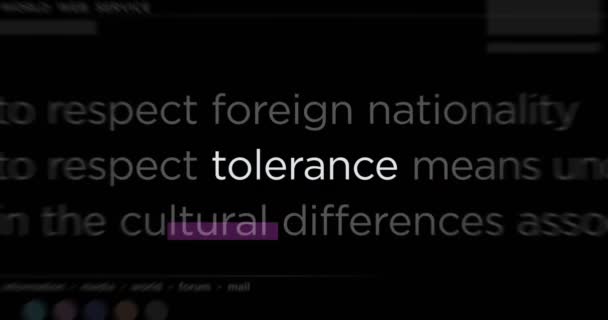 Tolerance Equality Respect Acceptance Solidarity Headline News International Media Abstract — Stock Video