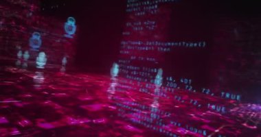 Mikrofon podcast 'i çevrimiçi ve canlı yayın sembolü soyut siber konsept. Dijital teknoloji arka planı pürüzsüz ve döngüsel dinamik 3D animasyon.