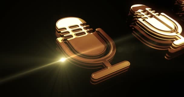 Microphone Podcast Ligne Sur Enregistrement Direct Diffusion Métal Brillant Concept — Video