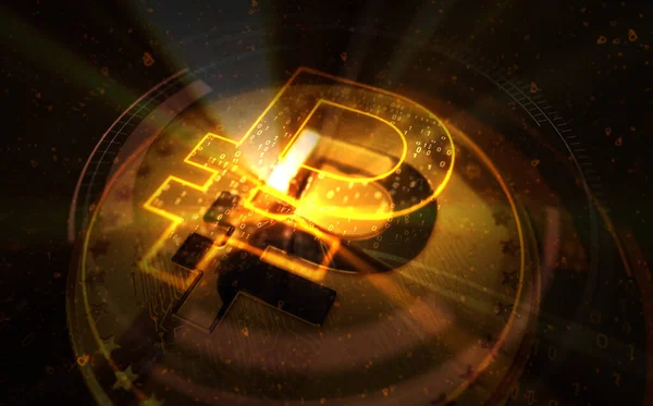 Цифровой Рубль Rub Cryptoruble Cryptocurrency Золотая Монета Зеленом Фоне Экрана — стоковое фото