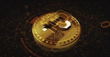 Dijital Ruble Rub şifreleme kripto para çevrimi. Kamera 3 boyutlu metal parlaklıklar etrafında döner. Fintech, çevrimiçi ödeme ve dijital işlem soyut kavramı.