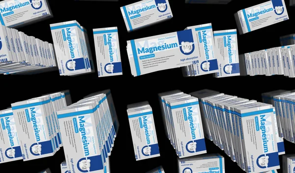 Magnézium Tabletta Doboz Gyártósor Támogatja Memória Koncentrációs Tabletták Pack Gyár — Stock Fotó
