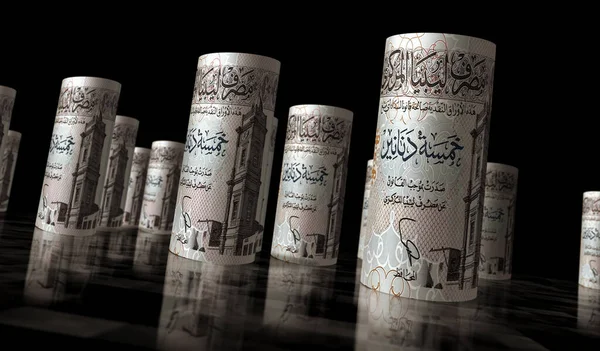 Libia Pieniądze Libia Dinar Pieniądze Rolki Ilustracji Walcowanych Banknotów Lyd — Zdjęcie stockowe