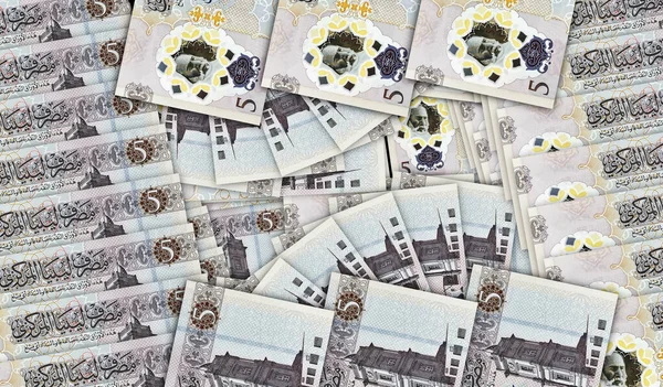 Libia Billetes Dinares Patrón Mosaico Abanico Efectivo Libio Lyd Billetes — Foto de Stock