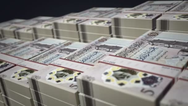 Libië Geld Libische Dinar Bankbiljet Bundel Groei Loop Lyd Geld — Stockvideo