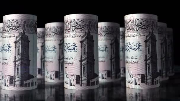 Líbia Dinheiro Dinar Líbio Rolos Dinheiro Loop Animação Câmera Movendo — Vídeo de Stock