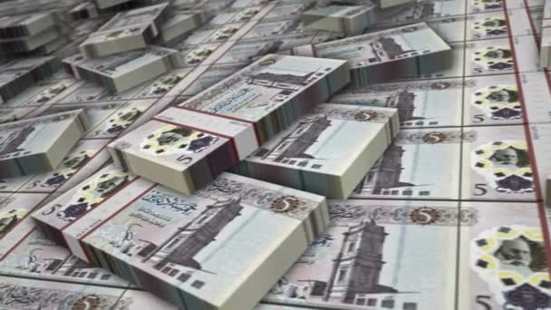 Libyjské Peníze Libyjský Dinárský Balík Bankovek Hromádky Peněz Lyd Pojetí — Stock video