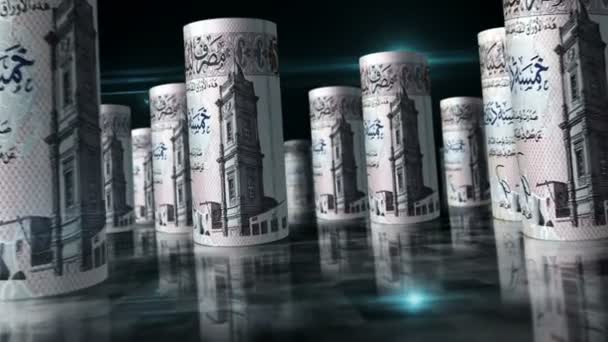 Libya Money Libyan Dinar Rolls Loop Animation Peníze Stole Bezproblémová — Stock video