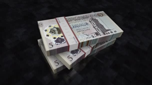 Libië Geld Libische Dinar Geld Stapel Pack Concept Achtergrond Van — Stockvideo