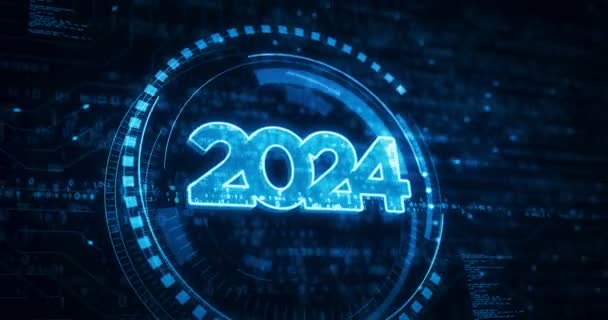 2024 Nový Futuristický Digitální Koncept Neonového Symbolu Síť Kybernetická Technologie — Stock video