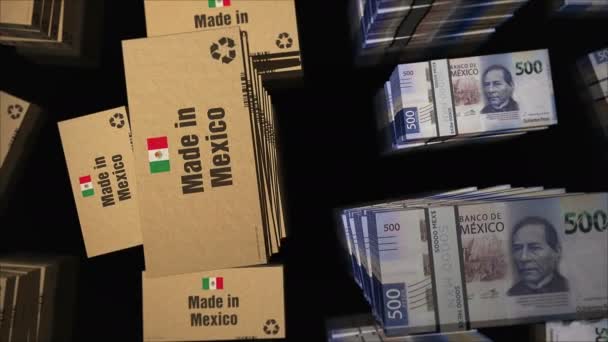 Made Mexico Box Line Dollar Bundle Stacks Εξαγωγή Εμπόριο Παράδοση — Αρχείο Βίντεο