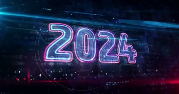 2024 Nová Koncepce Kybernetického Technického Designu Animace Futuristický Abstraktní Neon — Stock video