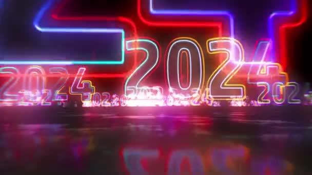 2024 Letý Futuristický Světelný Neon Nový Koncept Kybernetického Designu Abstraktní — Stock video