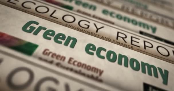 Zelená Ekonomika Bio Oběžník Ekologická Ekonomika Denní Tisk Novin Abstraktní — Stock video