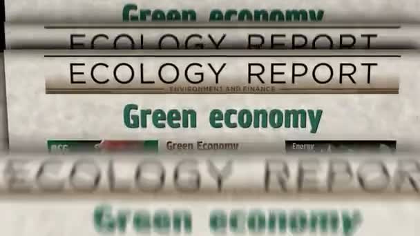 Zielona Gospodarka Bio Okrągłe Ekologiczne Gospodarki Vintage Wiadomości Druku Gazet — Wideo stockowe