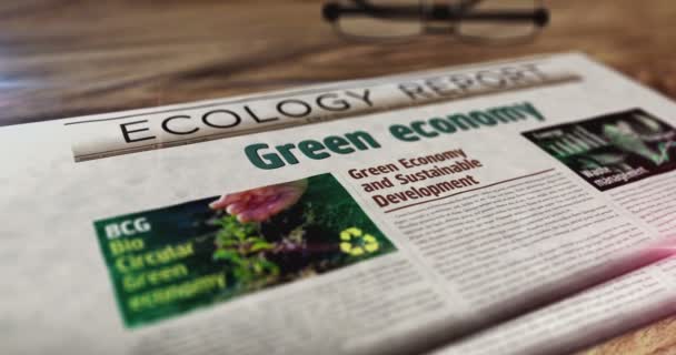 Biuletyn Green Economy Bio Circular Eco Friendly Economy Stole Nagłówki — Wideo stockowe