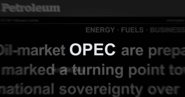 Opec Organisation Petroleum Exporterande Länder Oljeproducerande Exportförening Rubriknyheter Över Internationella — Stockvideo