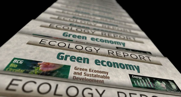 Green Economy Bio Circular Eco Friendly Economy Vintage News Newspaper — Stock Photo, Image