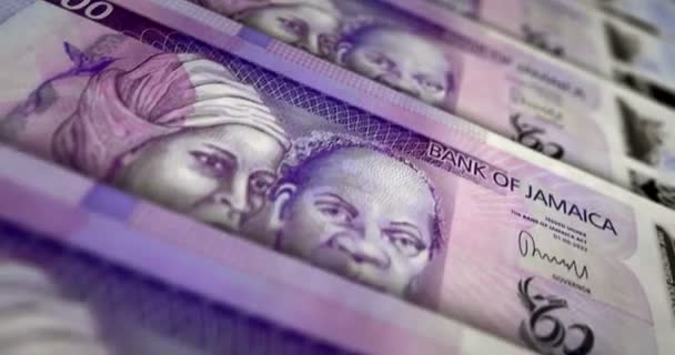 Jamaica Money Jamaican Dollar Banknote Loop Inglés Textura Dinero Jmd — Vídeo de stock