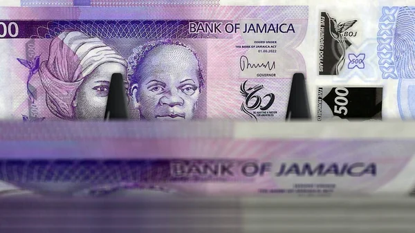 ジャマイカのお金ジャマイカドルマネーパック3Dイラスト 500 Jmdバンクノートバンドルスタック 経済危機 ビジネスの成功 景気後退 債務の概念 — ストック写真