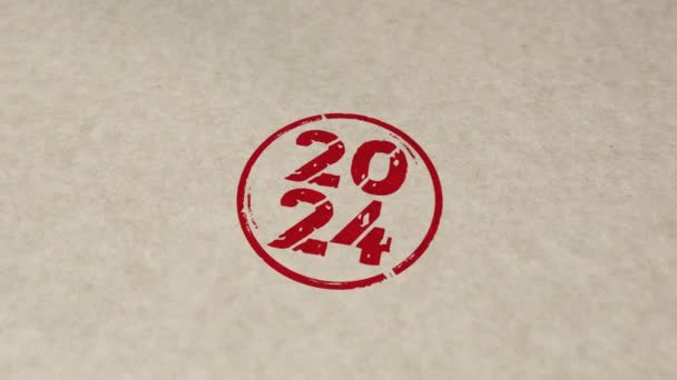 2024 Год Новый Штамп Ручная Штамповка Влияет Анимацию Рендеринг — стоковое видео