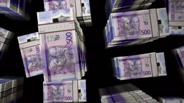 Jamajskie Pieniądze Jamajskie Dolary Pętla Pieniędzy Lot Nad Banknotami Jmd — Wideo stockowe