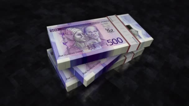 牙买加货币牙买加元现金堆栈包 债务和金融的概念背景 500个Jmd钞票堆栈3D动画 — 图库视频影像
