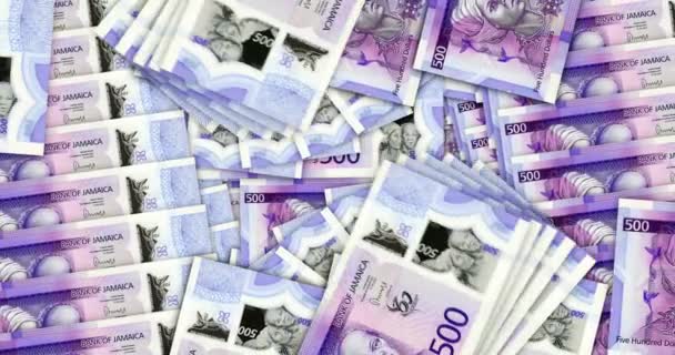 牙买加元钞票在现金扇马赛克图案循环 牙买加Jmd 500钞票 经济无缝循环装饰设计背景的抽象概念 — 图库视频影像