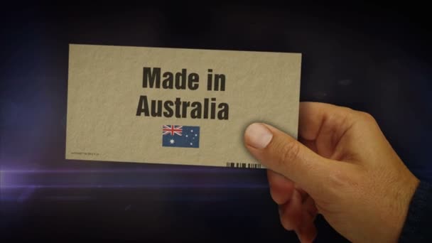 Zrobione Australijskim Pudełku Produkcja Produkcja Dostawa Fabryka Produktów Import Eksport — Wideo stockowe