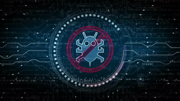 Antivirus Cybersäkerhet Virus Upptäcka System Alert Symbol Abstrakt Digitalt Koncept — Stockvideo