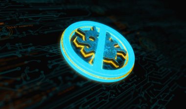 Antivirüs siber güvenlik virüsü sistem uyarı sembolü dijital konsepti tespit etti. Ağ, siber teknoloji ve bilgisayar arkaplanı soyut 3D resimleme.