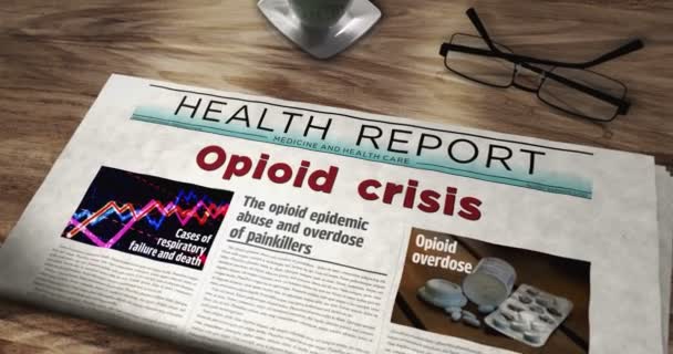 Uzależnienie Opioidów Codzienne Problemy Przedawkowaniem Nagłówki Wiadomości Abstrakcyjna Koncepcja — Wideo stockowe