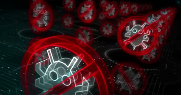 Vírus Segurança Cibernética Antivírus Detectar Símbolo Alerta Sistema Conceito Cibernético — Vídeo de Stock