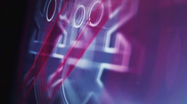 Antivirüs siber güvenlik virüsü sistem uyarı sembolünü soyut dijital konsept olarak algıladı. Küresel ağ ve siber teknoloji arkaplanı pürüzsüz ve döngülü 3D animasyon.