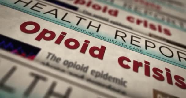 Nadużywanie Opioidowych Środków Przeciwbólowych Problem Przedawkowaniem Streszczenie Koncepcji Retro Nagłówki — Wideo stockowe