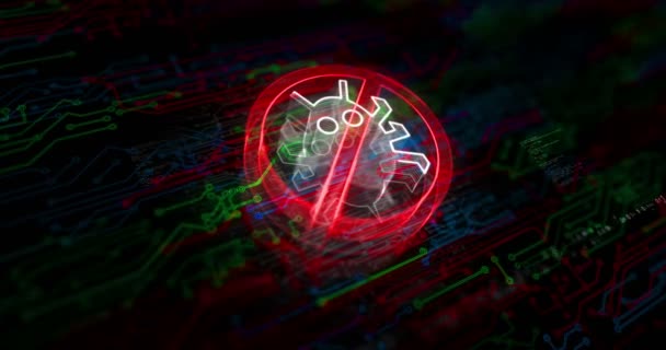 Antivirus Cybersikkerhed Virus Opdage Systemet Alarm Farvet Symbol Koncept Netværk – Stock-video