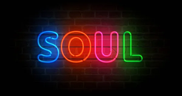 Soul Neon Symbol Music Retro Style Light Color Bulbs Abstract — Stock Photo, Image