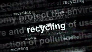 Sürdürülebilir ekonomi, çevre bakımı ve ekoloji manşetlerinin uluslararası medyada geri dönüşümü. Gürültü görüntüleme döngüsündeki haber başlıklarının soyut konsepti. TV arıza efekti pürüzsüz ve döngülü.