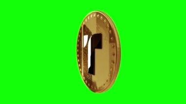 TrueUSD ahır bozuk para TUSD kripto para birimi yeşil ekran döngülü arka planda altın para izole etti. Dönen altın metal döngüsü soyut kavram. 3B döngü kusursuz canlandırma.