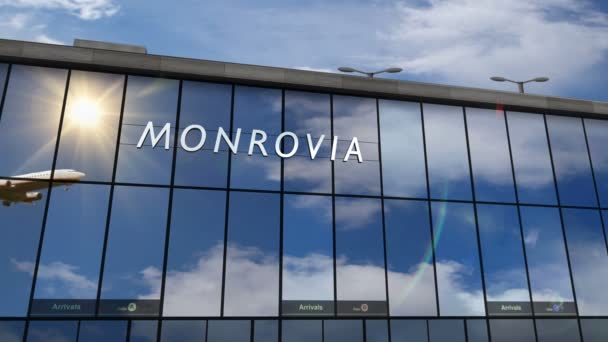 Atterrissage Avion Monrovia Libéria Arrivée Dans Ville Avec Terminal Aéroport — Video