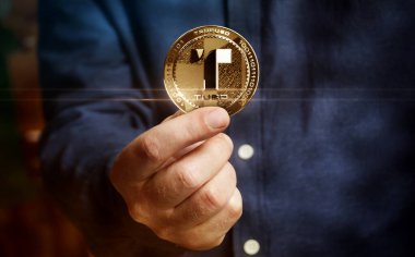 TrueUSD ahır bozuk para TUSD kripto altın para elde soyut konsept 3d illüstrasyon