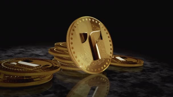 Trueusd Stabillecoin Tusd Kryptowährung Goldene Münze Drehen Kamera Dreht Sich — Stockvideo