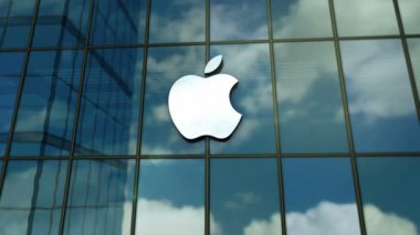 Cupertino, California, 25 Eylül 2023: Apple Incorporation merkez binası cam bina konsepti. Apple A.Ş. 3D ön cephede teknoloji şirketi logosu..